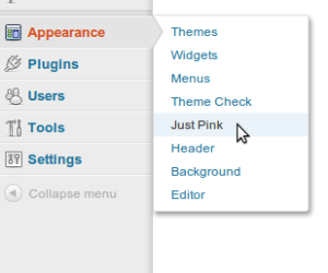 On Appearance submenu, click Just Pink.